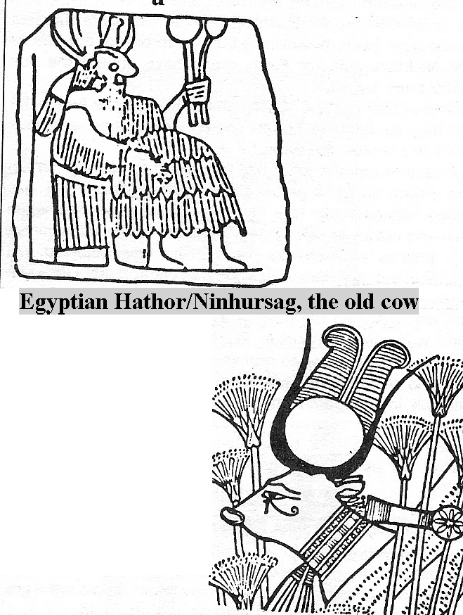 25a - Egyptian Goddess Hathor, Ninhursag is the divine cow feeding her milk to many divine new borns