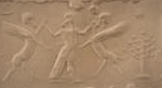 26 - Ninurta or Marduk battles 2 unidentified animal symbols of oposing gods
