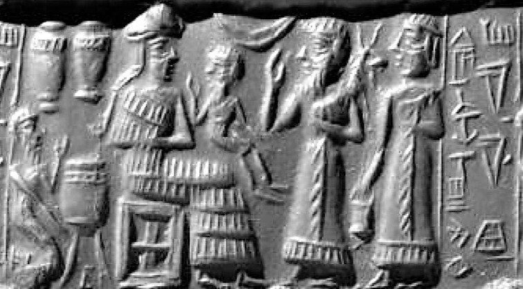 45 - Ninhursag the birth mother, & unidentified assistants; Ninhursag shows her success around to the gods coming to see for themselves a new worker race, WOW