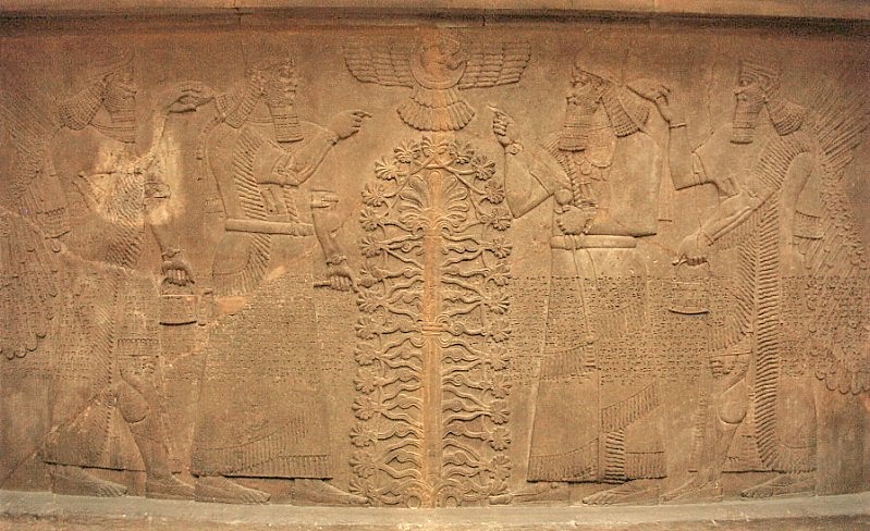 4j - Ninurta, King Shalmaneser II, Ashur above in his sky-disc, Babylonian king, & Marduk