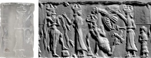 6f - Enki, Enlil, Marduk, & NInurta with his beast; an ancient scene so important that they fashioned this artifact so as to last for all time