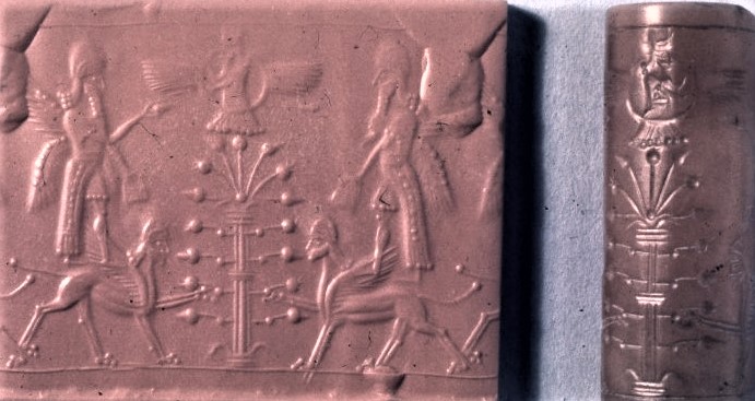14 - Marduk in his sky-disc hovers above Tree of Life