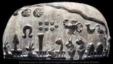 63 - Ninhursag umbilical chord cutter symbol & many others on a kudurru stone / boundary stone, 1st boundary stones