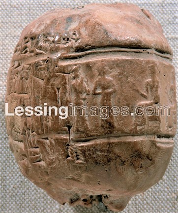 12 - decorative mace with goddess Ninsun, her giant grandson Shulgi, & Nannar, lord over Ur since Ur's beginning