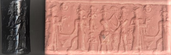 8f - Nannar with dinner, Utu, & Enkidu wrestling Gilgamesh