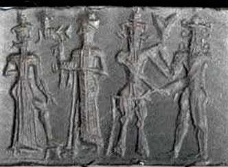 8i - Utu, Nannar, & Enkidu wrestling Gilgamesh