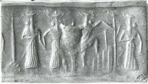 8i - Ninurta, unidentified, & Utu climb the Nippur ziggurat to see Enlil in his E-kur residence