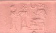 56 - faded scene of semi-divine, Inanna, & Ningal; no wonder she is called the Goddess of Love