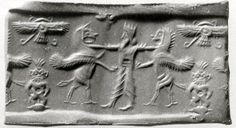 68 - Marduk battles winged beast symbols for gods & winged sky-disc above