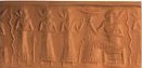 9b - three unidentified come before Ningal the Queen goddess of Ur; Ningal was well known & well worshiped in Ur & throughout Mesopotamia