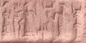3b - faded semi-divine king, Inanna, & Nannar, scene depicts a time lomg forgotten when gods mixed with their semi-divine offspring