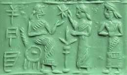10 - goddess Ningal, Inanna, & Ninshubur; in this artifact Ningal's throne looks like a wheel chair