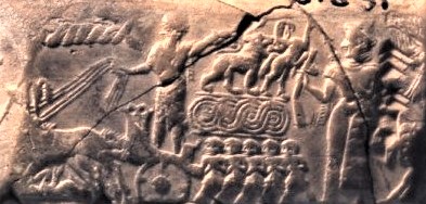 8m - semi-divine king in chariot & Ningal; the semi-divine kings obeyed their gods or faced dire consequences
