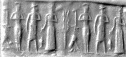 10 - faded naked Inanna, her spouse a semi-divine king, & Nannar; her being naked as the Goddess of Love & so many kings espoused