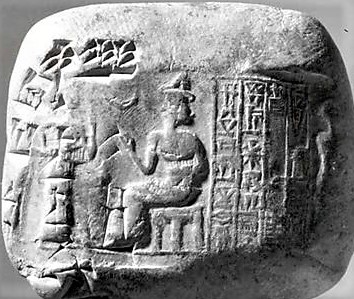 27 - missing semi-divine held by the wrist by Inanna, & her father Nannar