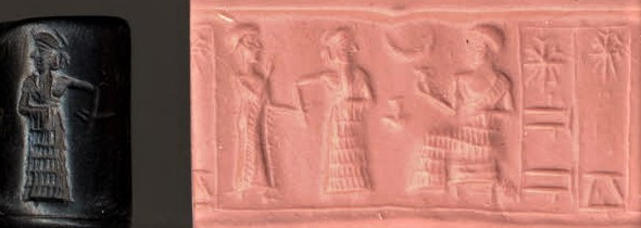 2p - semi-divine king brought by Nannar to see his spouse Ningal, rare to see male god bring semi-divines before a female goddess