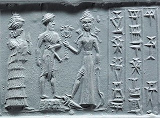 3a - great artifact of Ninsun, her son-king & high-priest atop temple-residence, & Inanna the Goddess of Love & War as his spouse; we don't know how many semi-divine kings Inanna espoused, nor how long it went on