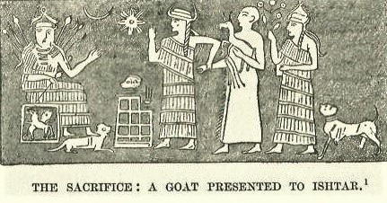 4e - Inanna, Ninshubur bringing Inanna's semi-divine mixed-breed spouse-king, & Bau with her guard dog; a time when the gods & goddesses walked the Earth with the semi-divine mankind