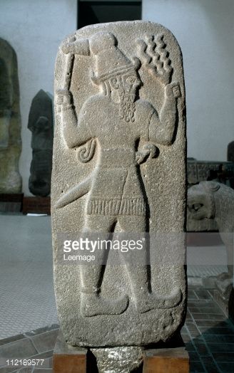 34 - ancient artifact of a large Adad stele; these artifacts were built to last for all time, but religious zealots keep destroying them