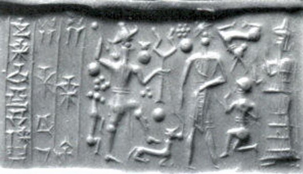 1 - Adad, a semi-divine king, another semi-divine, & goddess Ninsun, mother to many semi-divines made kings; a time long forgotten when the gods came down & walked with semi-divine men & women