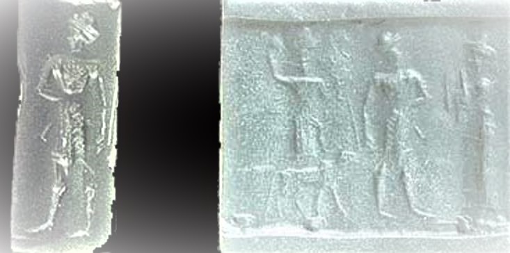 16 - Adad uponn his bull symbol, semi-divine king, & his mother goddess Ninsun