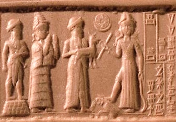 41 - semi-divine high-priest atop the temple, goddess Ninsun, semi-divine king with dinner offering, & Inanna; a time long forgotten when the giant gods walked with semi-divine men