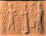 56 - unidentified semi-divine descendant-king, goddesses Ninsun, & Ningal