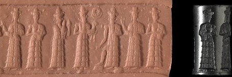 7a - Goddess of Love & War Inanna, Queen goddess of Ur Ningal, mother to 2/3rds divine kings Ninsun, patron god over Ur Nannar, & the Sun god Utu, the commander of the space port by Sippar