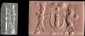 17a - Sin delivered by Marduk, Marduk attacks while Nannar in his sky-disc offers peace