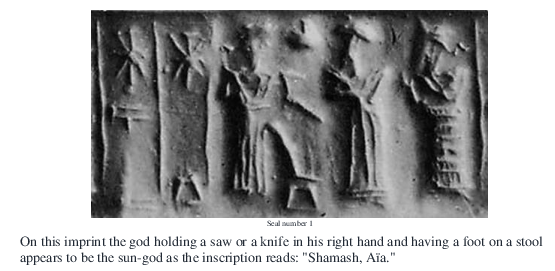 67 - Utu, spouse Aia / Aya, & Ninsun; all three gods shown here are from the 3rd generation of gods living on Earth at that time