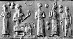 76 - unidentified, Nannar seated, semi-divine king, Ninsun, & unidentified