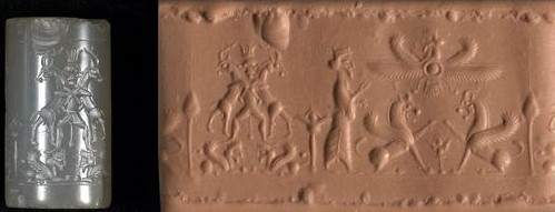 58 - Marduk on the ground with Enki in his sky-disc