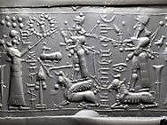 23 - Ninhursag, her son Ninurta, & Adad; Utu above in his Sun sky-disc / flying saucer; all the gods arrived on Earth via flying saucers