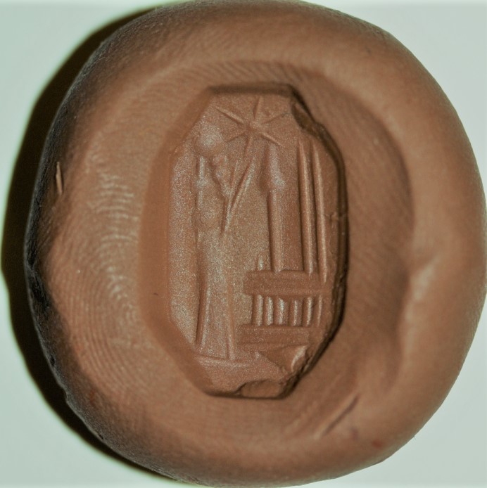 4p - Nabu's 6-Pointed Star, Marduk's Rocket, & Nabu's Double-Stylus symbols atop Marduk's ziggurat launch platform_ Nabu seal