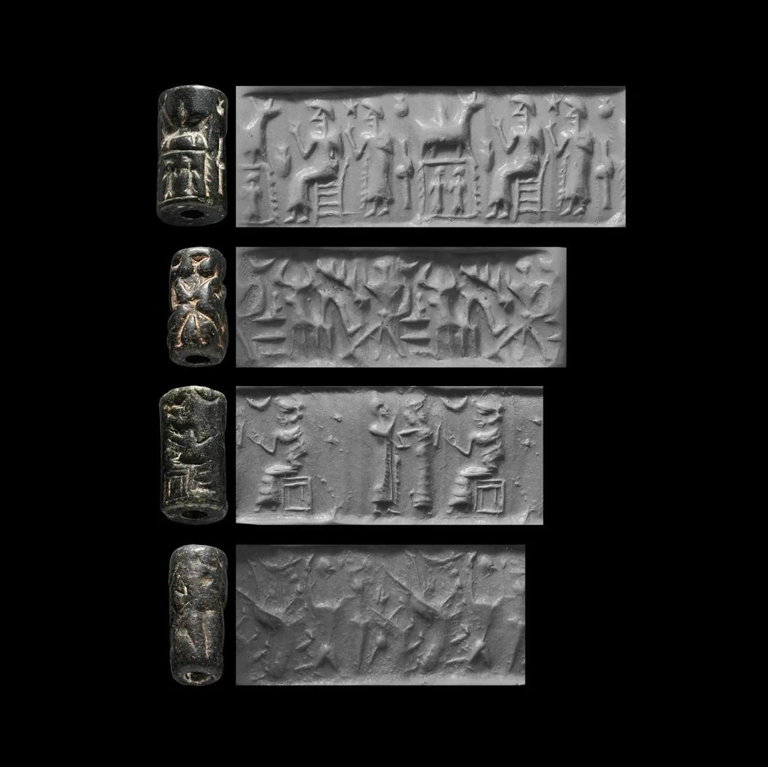 74 - 3rd panel; semi-divine king, king, Inanna, & Ningal