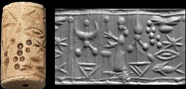 9q - Enlil with scepter & his 7-planet symbol